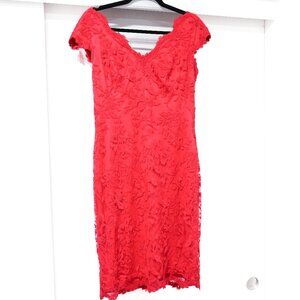 Tadashi Shoji | Dresses | Tadashi Shoji Size 8 Red Lace Cap Sleeve Dress |  Poshmark